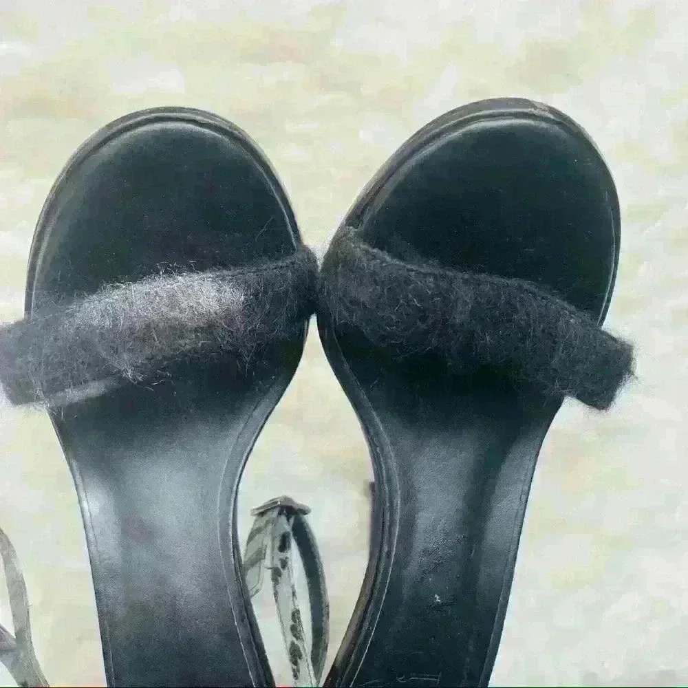 Tibi Black Gray Wraparound Ankle Strap Sandals Eur 37